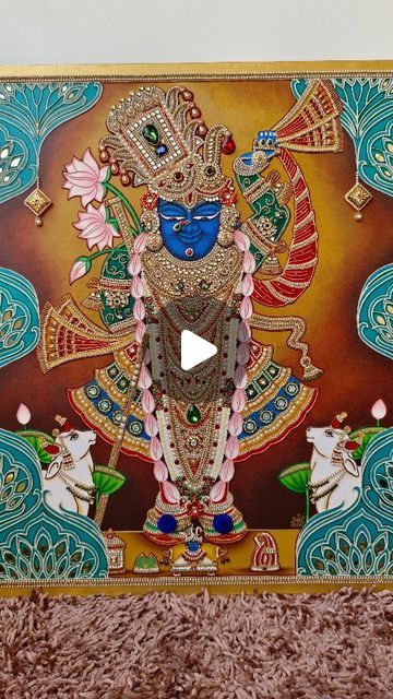 Prakash Giri | Artist on Instagram: "|| Shrinathji || श्रीनाथजी Exclusive Divine Wallpiece Design by @artmudra 
Size: 29x41 inch 
Acrylic painting with life long durable and unbreakable Clay work with mirror work and jewellery work on canvas.

Heartily thank you so much for believing in my work Mr. @nishantvasani 

Beautiful quality mirror by @mirrorglassworldwide

#shrinathji #shrikrishna #krishnapainting #krishnalove #harekrishna #acrlicpainting #handmadewalldecor #handmadepainting #artmudra #artistsoninstagram #interiordesign #walldecor #instareels #reelsinstagram #traditionalart" Handmade Wall Decor, Clay Work, Krishna Painting, Krishna Love, Hare Krishna, Mirror Work, Artist On Instagram, Traditional Art, Thank You So Much