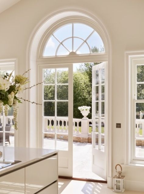 Updating your home can be an incredibly exciting experience, and you’re sure to feel a huge amount of anticipation as you look forward to seeing your property transform. Here’s our helpful guide… Archway French Doors, Arched Balcony Doors, White French Windows, French Doors To Balcony, Arched Patio Doors, Arch Window Kitchen, Arc Window Design, Arch French Doors, French Windows Exterior