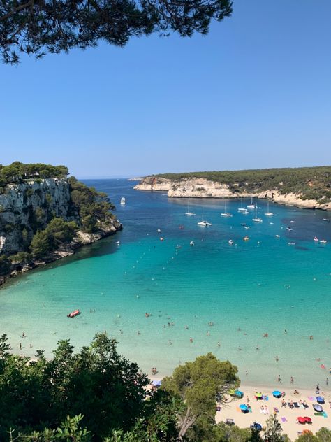 Cala galdana menorca beach beaches holiday Mediterranean Menorca Beaches, Bestie Trip, Cala Galdana, Clear Ocean, Spanish Islands, Spain Aesthetic, Europe Summer, Dream Travel Destinations, Aesthetic Beach