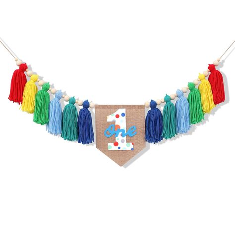 PRICES MAY VARY. Bright rainbow theme tassel banner perfect for 1st birthday party decorations Fits most standard high chairs; easy to attach to high chair or wall Quick and easy to set up; pre-assembled with adjustable straps Decorate high chair, wall, dessert table, living room for birthday party Worry-free purchase from VAVAYAO; contact us if any issues within 24 hours 🦄You only get one chance to celebrate your child's first birthday🦄 Rainbow 1st High chair Banner - Colorful Tassel Highchai Crochet Birthday Banner, Colorful 1st Birthday Boy, Puffin Birthday, 1st Birthday Highchair Banner, Tassel Banner, Confetti Pattern, Yarn Tassel, Birthday Highchair, Birthday Party Treats