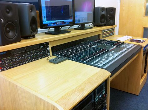 Recording Studio Desk _Soundcraft Ghost | Custom built desk … | Flickr Mixer Console Desk, Recording Desk, Diy Music Studio Desk, Diy Recording Studio, Recording Console Desk, Home Music Studio Ideas, Music Studio Desk Black, Custom Music Production Desk, Home Studio Setup Music Zaor Studio Furniture