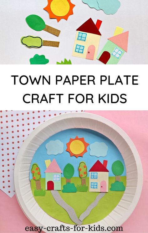 House Art And Craft For Preschool, Town Mouse Country Mouse Craft, Neighborhood Crafts For Preschoolers, My Town Activities Preschool, Community Crafts For Kids, House Crafts For Kids, Contact Paper Crafts, Cool Crafts For Kids, House Collage