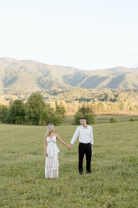 Mountain Couple, Mountain Engagement Photos, Mountain Engagement Session, Cades Cove, Mountain Engagement, Great Smoky Mountains National Park, Smoky Mountain National Park, Smoky Mountain, Fun Couple