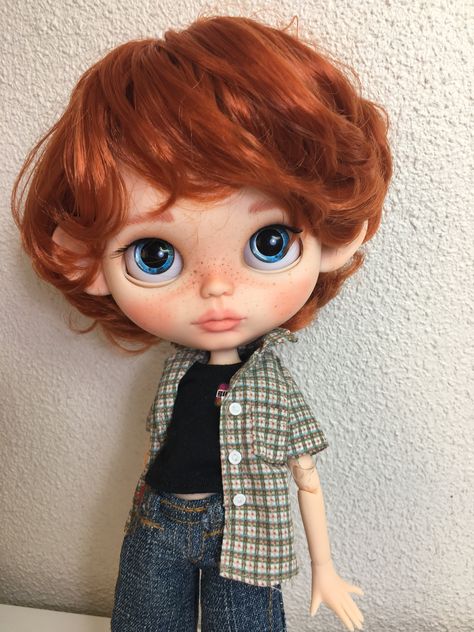 JUAN.. Custom boy by LODELLA .. in my etsy https://etsy.me/2JgJYBa Boy Blythe Dolls, Parker Core, Tv Glow, 2000s Girls, Ginger Boy, Chibi Style, Radiohead, Boy Doll, Ginger Hair