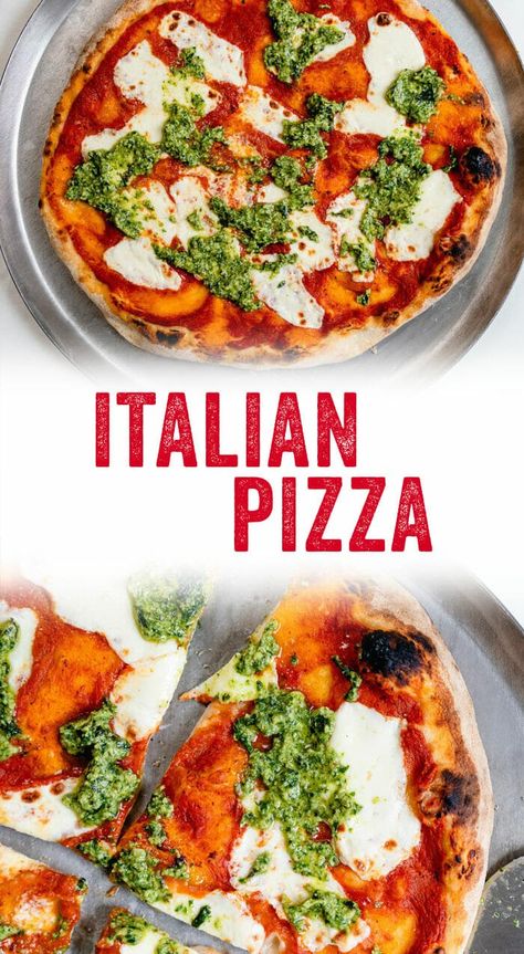 Want to make Italian style pizza at home? Here's a recipe for REAL Italian pizza and all the resources you need to make it at home.﻿ #italian #pizza #pizzacrust #dough #sauce #pizzasauce #pesto #pizzastone #pizzapeel #pizzalove #mealprep Real Italian Pizza, Italian Style Pizza, Food Processor Pizza Dough, Gorgonzola Pizza, Authentic Pizza, Thick Crust Pizza, Italian Pizza Recipe, Pizza At Home, Best Homemade Pizza