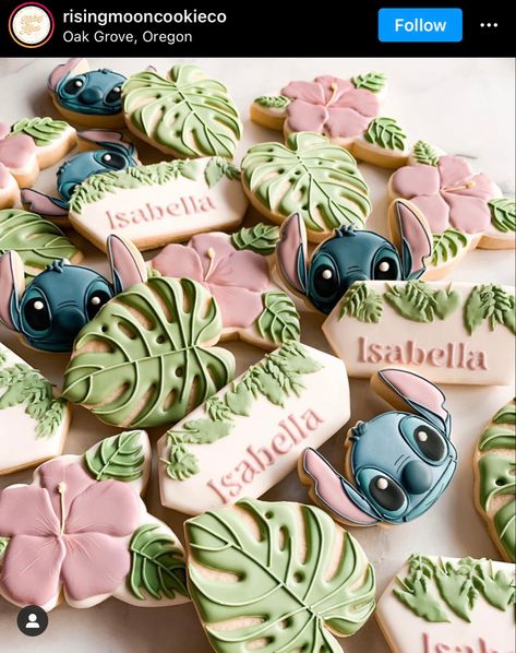 Lilo And Stitch Birthday Cookies, Stitch And Angel Gender Reveal Cookies, Stitch Royal Icing Cookies, Stitch And Angel Cookies Decorated, Stitch Macarons, Lilo And Stitch Sugar Cookies, Lilo And Stitch Treats, Lilo Stitch Cookies, Lilo And Stitch Party Food