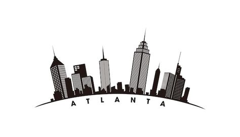 Atlanta Skyline Silhouette, Town Silhouette, Silhouette City, Atlanta City, Atlanta Skyline, Skyline Silhouette, City Silhouette, Premium Vector, Graphic Resources