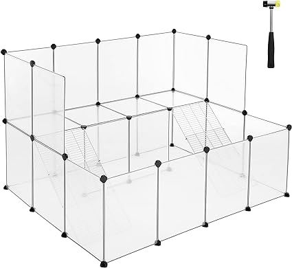 SONGMICS Guinea Pig Playpen with Dense Ramp, Indoor Rabbit Run Hutch Cage, Large Exercise Enclosure with Stairs, White ULPC004W01 : Amazon.ca: Pet Supplies Indoor Rabbit Run, Diy Hutch, Rabbit Jumping, Indoor Rabbit, Rabbit Run, Pet Fence, Metal Grid, Small Animal Supplies, Pet Cage