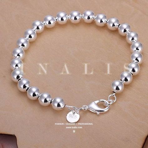 ❄.925 Silver Plated 8MM Ball Bracelet❄ Luxury Silver Beaded Bracelets For Jewelry Making, Buddha Bracelet Beads, Sterling Silver Wholesale, Silver Bracelets For Women, Silver Plated Bracelet, Jewelry Bracelets Silver, Silver Bead Bracelet, Silver Jewelry Fashion, Stackable Bracelets