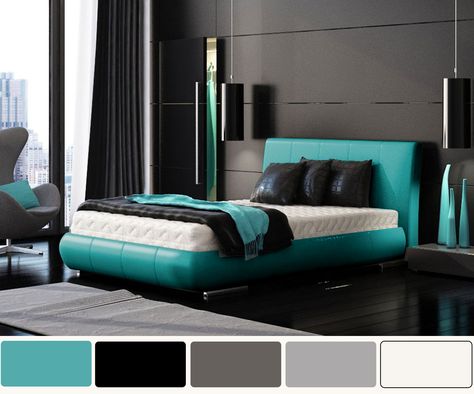 Black And Turquoise Bedroom, Teal Living Room Accessories, Teal Room Decor, Turquoise Bedroom Ideas, Aqua Bedrooms, Teal Bedroom Decor, Turquoise Bedroom, Teal Rooms, Black Room Decor