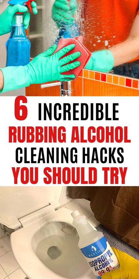 Rubbing Alcohol Uses, Diy Glass Cleaner, Clean Hacks, Cleaning Stuff, Cleaning Tricks, Diy Cleaning Hacks, Cleaning Spray, Household Cleaning Tips, Cleaning Recipes