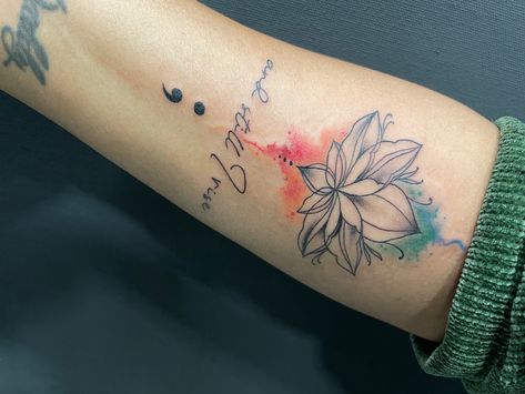 Lotus Still I Rise Tattoo, Still I Rise Tattoo With Butterfly, Still I Rise Lotus Tattoo, I Rise Tattoo, Watercolor Lotus Tattoo, Semi Colon Tattoo, Still I Rise Tattoo, Rise Tattoo, Colon Tattoo