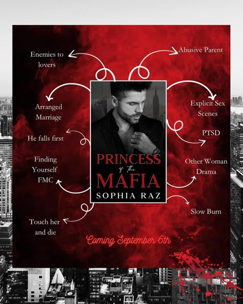 Princess of the Mafia by Sophia Raz Release day - September 6th    Reasons you will love this book:  ❤️ Mafia romance  ❤️ Enemies to lovers  ❤️ Arranged marriage  ❤️ He falls first  ❤️ Slow burn  ❤️ One bed  ❤️ Dual first-person POV   #sophiaraz #princessofthemafia #arcreaders #arcreaderswanted #arcreadersneeded #arcteadersofig #mafiaromance #mafiaromancebooks #enemiestolovers Books Tropes, Novel Books, Romance Books Worth Reading, Fiction Books Worth Reading, Princess Book, Diy Magnets, Mafia Romance, Marriage Books, Dark Books