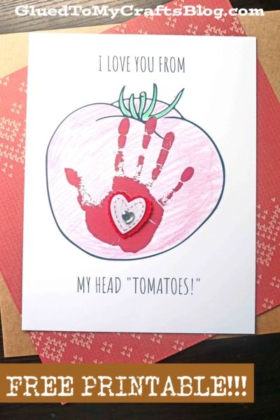 Handprint Tomato - From My Head Tomatoes - Glued To My Crafts - Let's Get Crafty! Tomato Craft, Flower Crafts Preschool, Preschool Valentine Crafts, Red Crafts, Keepsake Crafts, Baby Art Projects, Valentine's Day Crafts For Kids, Preschool Valentines, Handprint Craft