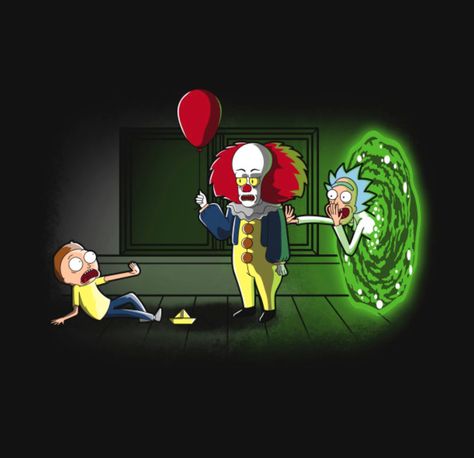 Rick and Morty x Pennywise Rick And Morty Crossover, Rick And Morty Image, Rick And Morty Tattoo, Rick And Morty Quotes, Rick And Morty Drawing, Rick I Morty, Sarah Walker, Rick And Morty Characters, Rick And Morty Poster