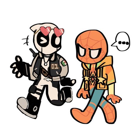 Matching @chuyakara 's spidersona w/ my deadpool sona or whatever. Not a single thought floats in her head except maybeeee for food🤤 #deadpool #spidersona #deadpooledit #spideypool #deadpoolsona #marvel #deadpool3 #digitalart Deadpool Sona, Im Spiderman, Spiderman And Deadpool, Mcu Spiderman, Deadpool 3, Superhero Art, Art Refs, Marvel Stuff, Marvel Memes