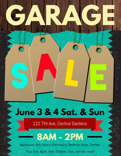 Yard Sale Flyer, Garage Sale Flyer, Yard Sale Signs, Garage Sale Signs, Flyer Free, Custom Flyers, Flyer Ideas, Promotional Flyers, Free Flyer Templates