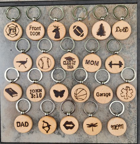 Personalized keychains are new @ the Table 🔑😊 #mommascrafttables #mommascrafttable #woodburning #fyp #customorder #pyrography #giftideas #customwoodburning Key Chains Wood, Woodburning Keychain Ideas, Woodburned Keychain Ideas, Woodburning Keychains, Diy Wood Keychain, Diy Cnc Router, Personalized Keychains, Hobby Ideas, Diy Cnc