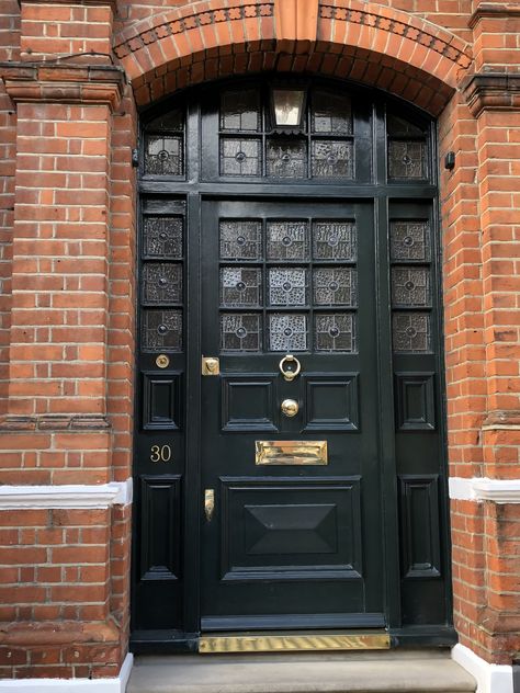 Gothic Front Door, Tricorn Black Front Door, Gothic Exterior, Victorian Front Door, Gothic Door, Victorian Front Doors, Victorian Exterior, Carpentry And Joinery, Black Front Doors