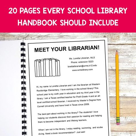 WHY DO YOU NEED A SCHOOL LIBRARY HANDBOOK? With so much to communicate with teachers at the beginning of each school year, a school library handbook is a MUST. From […] Library Rules, Library Orientation, Makerspace Library, Library School, Middle School Libraries, Library Work, Elementary School Library, High School Library, Library Events