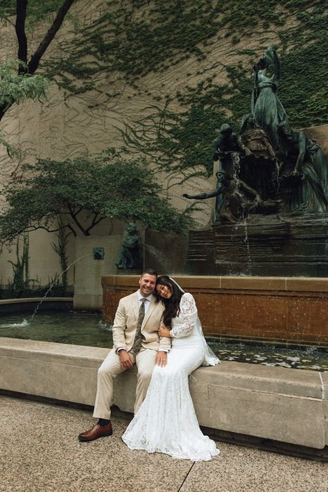 Art Institute of Chicago rainy Elopement that took place in botht he outdoor gardens and the indoor musuems. Intimate ceremony in Chicago Chicago Elopement, Chicago Elopement Photography, Micro Wedding Chicago, Chicago Engagement Photo Locations, Chicago Wedding Photos Locations, Chicago Cultural Center, Chicago Wedding Photography, Open Sky, Cultural Center