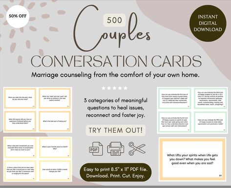 Cards For Couples, Table Topics, Online Marriage, Marriage Couple, Conversation Cards, Couples Counseling, Les Couples, Couples Therapy, Meaningful Conversations