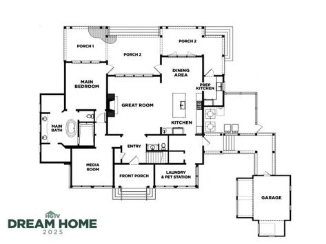 Discover the Floor Plan for HGTV Dream Home 2025 from HGTV Hgtv Dream House, Stairway Art, Best Diwali Gift, Pet Station, Hgtv Dream Homes, Build Plans, Holiday Mantel, Hgtv Dream Home, National Lampoons Christmas Vacation