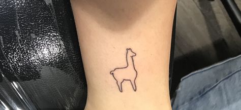 Llama outline tattoo minimalist small animal tattoo Llama Outline Tattoo, Bolivian Tattoo, Peruvian Tattoo Ideas, Llama Outline, Peruvian Tattoo, Tattoo Outline Ideas, Small Animal Tattoo, Llama Tattoo, Outline Ideas