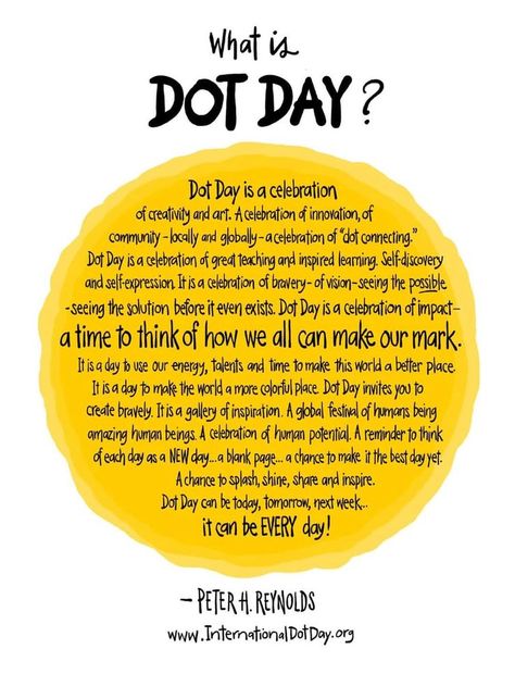 Dot Day Art Projects, Dot Day Art, Art Classroom Posters, 2nd Grade Books, Retelling Activities, Peter H Reynolds, International Dot Day, 4th Grade Ela, Dot Day