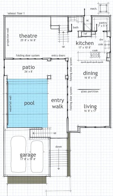 Pool House Floor Plans, Modern Beach House Plans, Beach Homes Plans, Mansion Plans, Beach House Flooring, Beach House Floor Plans, Indoor Swimming Pool Design, Contemporary Beach House, Modern Courtyard