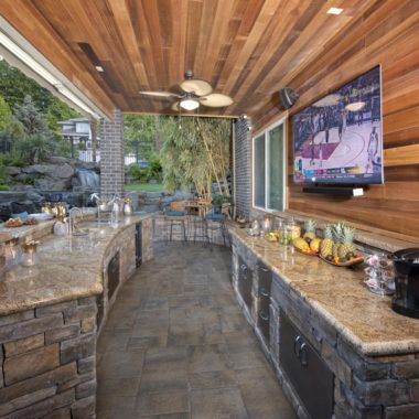 Hardscape Patio, Under Deck, Landscape Pavers, Outdoor Cooking Spaces, Under Decks, Outdoor Living Design, Backyard Living, Outdoor Entertaining Area, Outdoor Kitchen Design