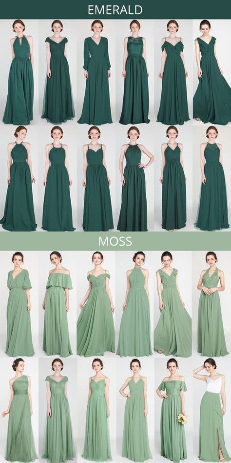 Shades Of Green Bridesmaid Dresses, Braidsmaid Dresses, Emerald Bridesmaid Dresses, Wedding Bridesmaids Dresses Blue, Fall Bridesmaid Dresses, Green Themed Wedding, Bridesmaid Dress Styles, Green Bridesmaid, Bridesmaid Dress Colors