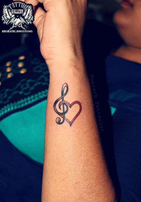 Music Note Friendship Tattoo, Mother Daughter Music Tattoos, Music Infinity Tattoo, Couples Music Tattoos, Music Tattoos For Women Beautiful, Music Rose Tattoo, Music Wrist Tattoos, Luv Tattoo, Love Music Tattoo