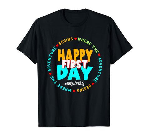 PRICES MAY VARY. A cool outfit to wear at school on teacher's day, birthday. This tee is perfect for men, women, boys, girls, teens on the first day of school or back to school for preschool, kindergarten, pre-k, 1st, 2nd, 3rd grade,..Middle school, high school. Perfect outfit to wear by men or women on the first day of school or during Teacher Appreciation Day. Grab this tee for Elementary School teachers, Pre School Teachers, Kindergarten Teachers and Teachers on any field. Lightweight, Classi Cheap Text Print T-shirt For Back To School, Casual Back To School T-shirt With Funny Print, Casual Funny Print T-shirt For Back To School, Fun T-shirt With Text Print For Back To School, Funny T-shirt For Teacher Appreciation And Back To School, Happy First Day Of School, Teacher Team, Cool Outfit, Back 2 School