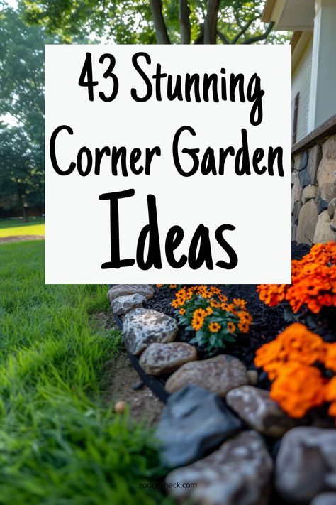 Corner Garden Ideas Front Yard, Small Garden Design Front Of House, Corner Of House Landscaping Ideas, Front Corner Landscaping Ideas, Landscaping Corner Lot, Corner Of House Landscaping, Small Corner Garden Ideas, Corner Yard Landscaping Ideas Backyards, Corner Garden Ideas Landscape Design