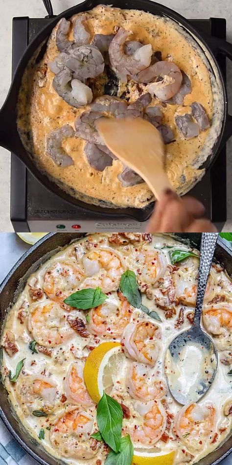 Creamy Garlic Tuscan Shrimp, Shrimp Skillet Recipes, Tuscan Shrimp, Resep Pasta, Mexican Quinoa, Shrimp Recipes For Dinner, Makanan Diet, India Food, God Mat