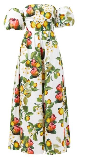 Ruffled Silk Dress, Borgo De Nor, Sassy Dress, Tiered Maxi Skirt, Dolce Gabbana Dress, Lemon Print, Beach Wear Dresses, Elegant Saree, Printed Cotton Dress