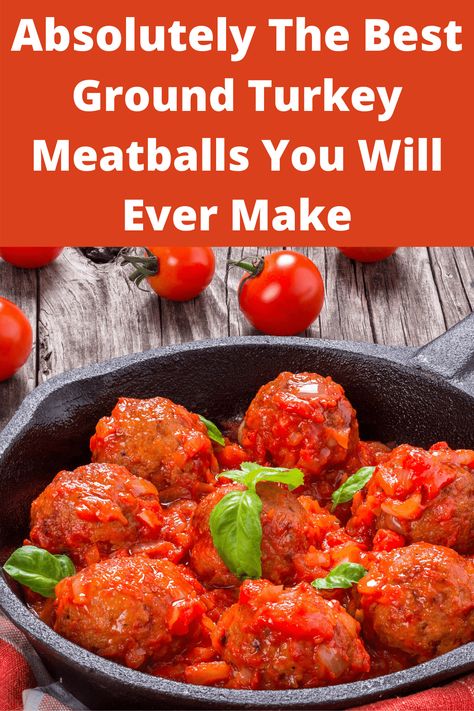 This Ground Turkey Meatball recipe makes the moistest meatballs ever! These turkey meatballs are healthy, dairy free, and low in fat. Click to discover our secret to truly making the best turkey meatballs ever. #turkeymeatballs #Italianmeatballs #healthymeatballs #meatballs Moist Turkey Meatballs, Ground Turkey Meatball Recipes, Best Turkey Meatballs, Recipes Using Ground Turkey, Homemade Turkey Meatballs, Italian Turkey Meatballs, Turkey Meatball Soup, Ground Turkey Meatballs, Meatball Dishes