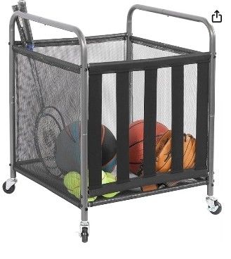 STORAGE MANIAC Ball Storage Bin Rolling Sports Ball Cart, Metal Garage Organizer Sport Rack, Ball Basket Storage, Ball Cage for Garage or Gym, Indoor & Outdoor Sports Equipment Organizer Sports Ball Storage, Ball Organizer, Gym Equipment Storage, Sports Equipment Organization, Garage Organizer, Sports Storage, Sport Rack, Garage Storage Racks, Metal Garage