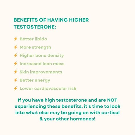 Over the last 6 months I have been on a journey to bring up my testosterone from my level of 16.. At the time I had no energy, no libido, no strength.. I felt like I was losing muscle even thought I was working out. Testosterone isn’t just for men, it is for women too and SO IMPORTANT, but a high result of testosterone could mean a boatload of other things.. right? When looking at our symptoms, it would be wrong to see a high testosterone number and immediately blame that as the issue, w... High Testosterone, No Energy, Just For Men, Bone Density, Bring Up, Fat Loss, Working Out, 6 Months, Felt