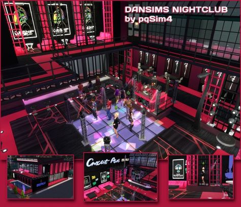 PQSims4: Dansims NightClub Sims 4 Restaurant, Lotes The Sims 4, The Sims 4 Lots, Club Furniture, Sims 4 Blog, Sims Builds, Nightclub Design, Sims 4 House Building, Tumblr Sims 4