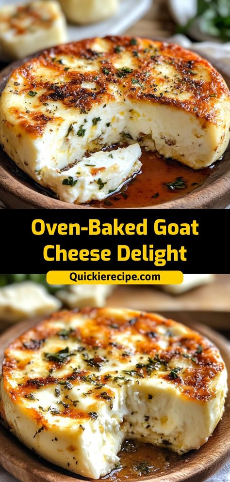 Oven-Baked Goat Cheese Delight
This oven-baked goat cheese delight is creamy, tangy, and baked to perfection. A savory appetizer that’s perfect for any gathering or dinner party.

Ingredients:

8 oz goat cheese
1 tbsp olive oil
1 clove garlic, minced
1 tbsp fresh herbs, chopped Baked Goat Cheese Appetizer, Goat Cheese Dessert, Chevre Cheese, Goat Cheese Appetizer, Baked Goat Cheese, Cheese Log, Goat Cheese Recipes, Appetizers Easy Finger Food, Cheese Pies