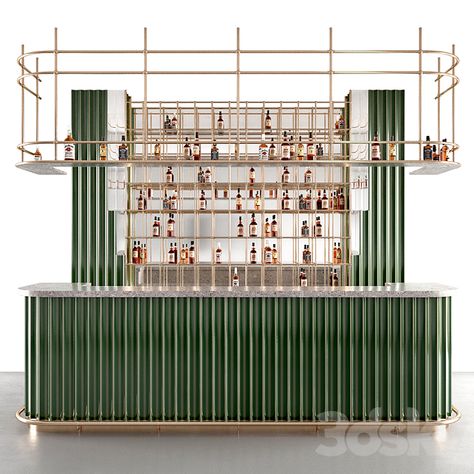 bar counter - Restaurant - 3D model Central Bar Design, Event Bar Design, Restaurant Counter Design, Counter Restaurant, Luxury Bar Design, Bar Countertops, Restaurant Counter, Bar Counter Design, Central Bar