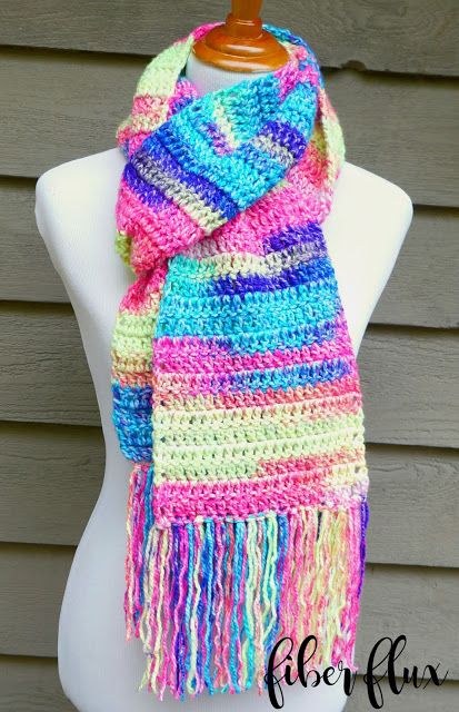 Fiber Flux: Free Crochet Pattern...Absolute Beginner Crochet Scarf! Beginner Crochet Scarf, Crochet Scarf Tutorial, Crochet Kids Scarf, Kids Hats Patterns, Crochet Scarf For Beginners, Crochet Infinity Scarf Pattern, Simple Scarf Crochet Pattern, Crochet Scarf Easy, Crocheted Scarf