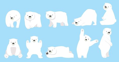 Polar Bear Funny, Polar Bear Cartoon, Polar Bear Illustration, Bear Funny, Bear Vector, Cute Polar Bear, Bear Clipart, Funny Bears, Bear Illustration