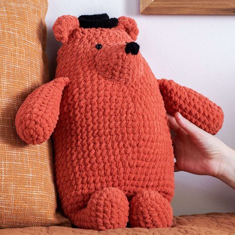 Free Easy Bernat Big Crochet Bear In A Tiny Hat Crochet Pattern | Yarnspirations Bernat Super Value Yarn, Tiny Hat, Free Easy Crochet Patterns, Free Crochet Amigurumi Patterns, Big Crochet, Hat Crochet Pattern, Bernat Blanket Yarn, Easy Crochet Patterns Free, Crochet Abbreviations