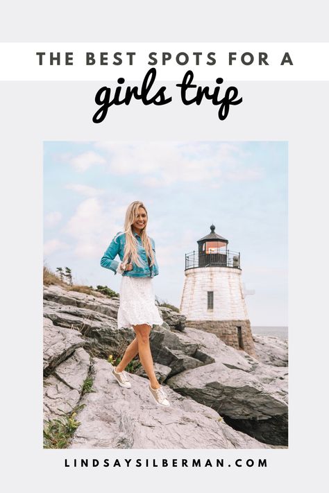 Get a list of 30+ girls trip destinations to add to your girls getaway bucketlist. These travel destinations are perfect for girls weekend getaway ideas or for longer girls trips around the world. You'll find trips to take with your girlfriends all around the world that work for every budget and friendcation ideas that are unexpected. | girls getaway destinations | best girls trip destinations | girls getaway weekend ideas | girls trip destinations weekend getaways Midwest Girls Weekend, Girls Trips In The Us, Sister Trips Ideas, Girls Getaway Weekend Ideas, Lindsay Silberman, Best Girls Trip Destinations, Girls Weekend Ideas, Girls Getaway Weekend, Sister Vacation