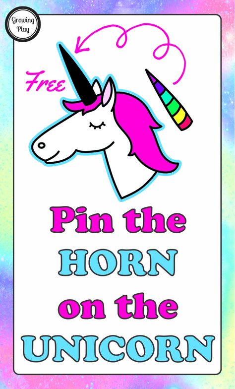 Pin the Horn on the Unicorn - If you just drank a Starbucks unicorn drink how about a game of Pin the horn on the unicorn? Free printable from Growing Play. Pin The Horn On The Unicorn, Unicorn Drink, Preschool Graduation Party, Starbucks Birthday, Unicorn Phone Case, Dragon Birthday Parties, Rainbow Unicorn Party, Unicorn Printables, Dragon Birthday