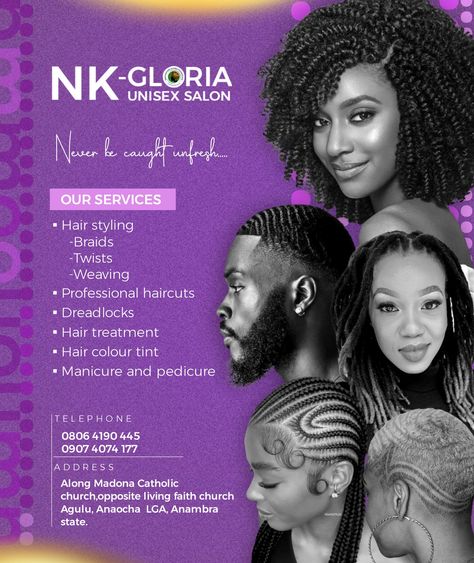 Salon Flyer Design, Professional Haircut, Faith Church, Colour Tint, Manicure And Pedicure, Flyer Design, Dreadlocks, Manicure, Hair Color