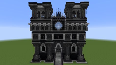 Minecraft Quarts Building, Black Castle Minecraft, Minecraft Deep Slate Castle, Minecraft Block Palette Dark, Minecraft Dark House, Dark Castle Minecraft, Dark Minecraft House, Goth Minecraft House, Minecraft Gothic Builds